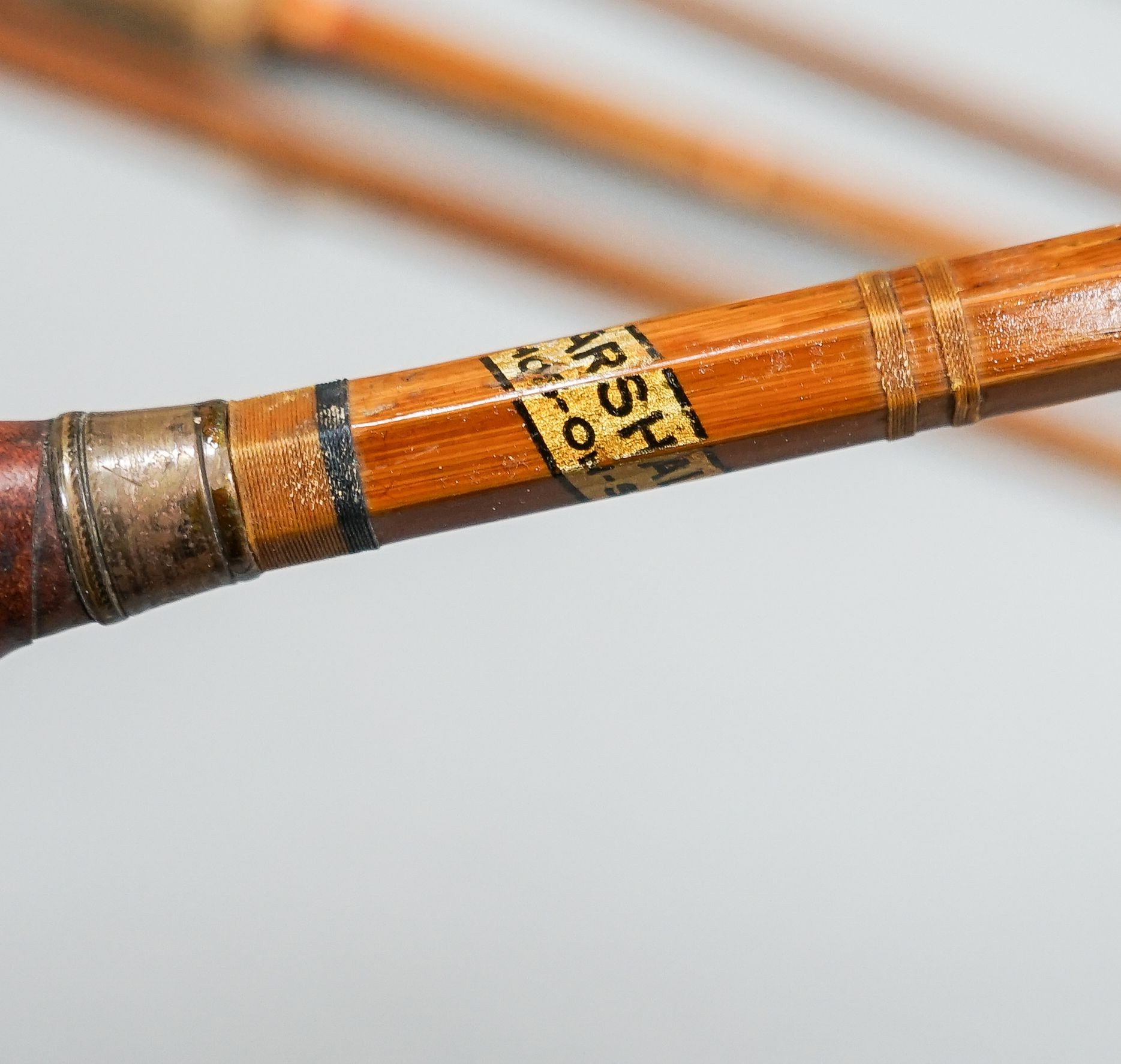 A collection of mixed split cane fishing rods, Les Compton, Elasticane, Carton-James and another (4)